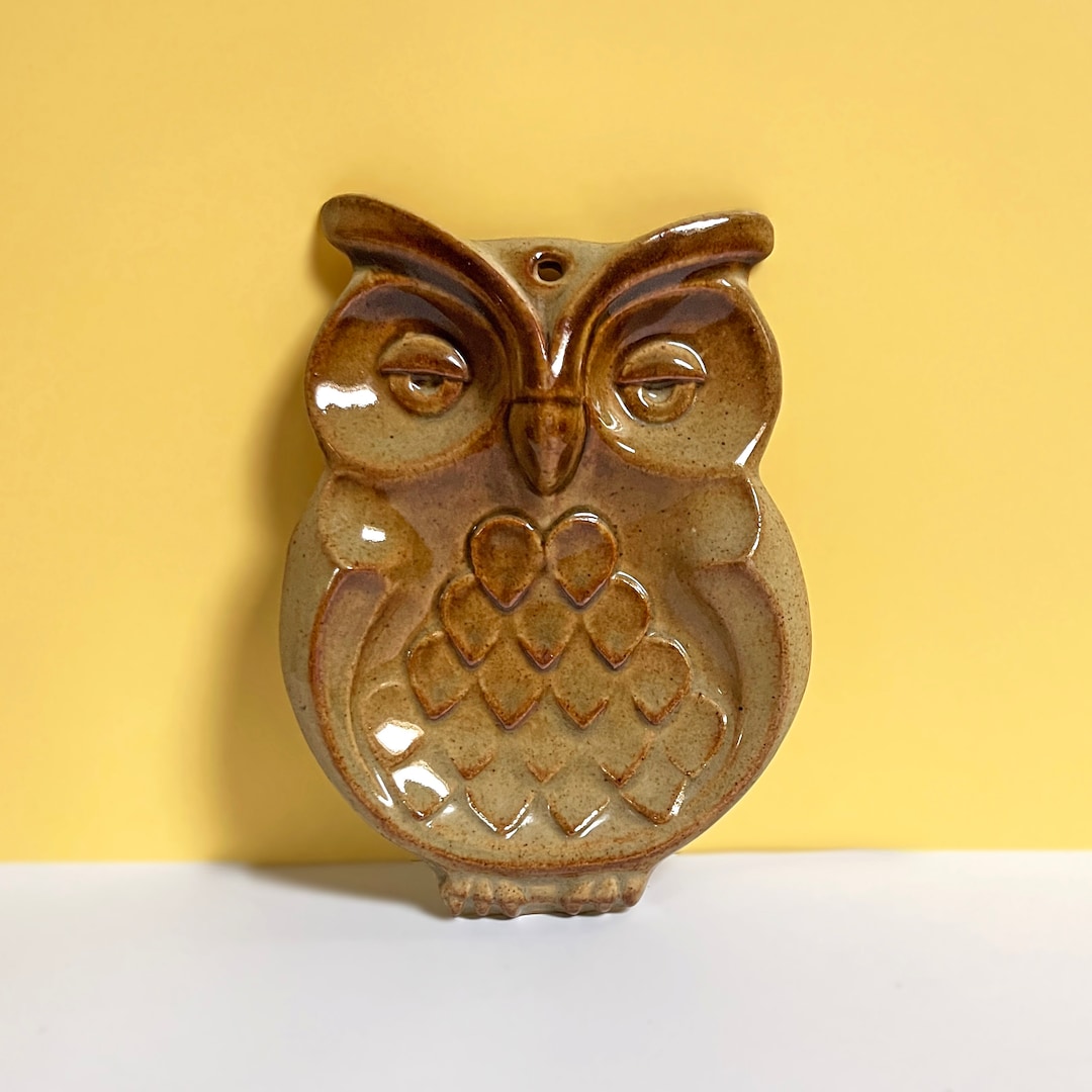 Owl Spoon Rest Vintage Studio Pottery Stoneware Retro Owl Etsy