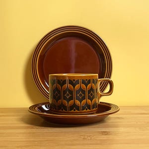 Hornsea Heirloom trio, cup, saucer and side plate, vintage Hornsea Pottery John Clappison mid century modern retro 70s tea coffee