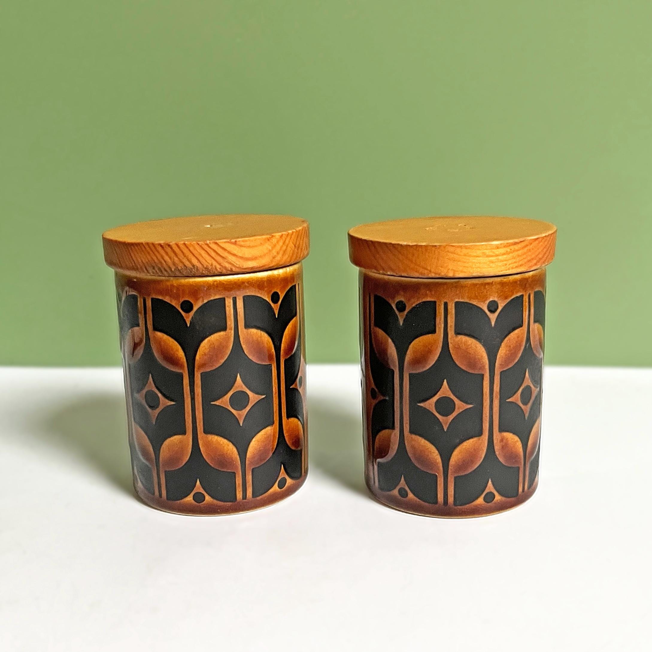 Hornsea Bronte Salt and Pepper Pots. Retro 1970s Condiments