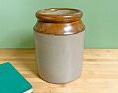 Large salt glaze pot, crock pot, antique Victorian kitchen utensils pot, large stoneware studio pottery container, vase