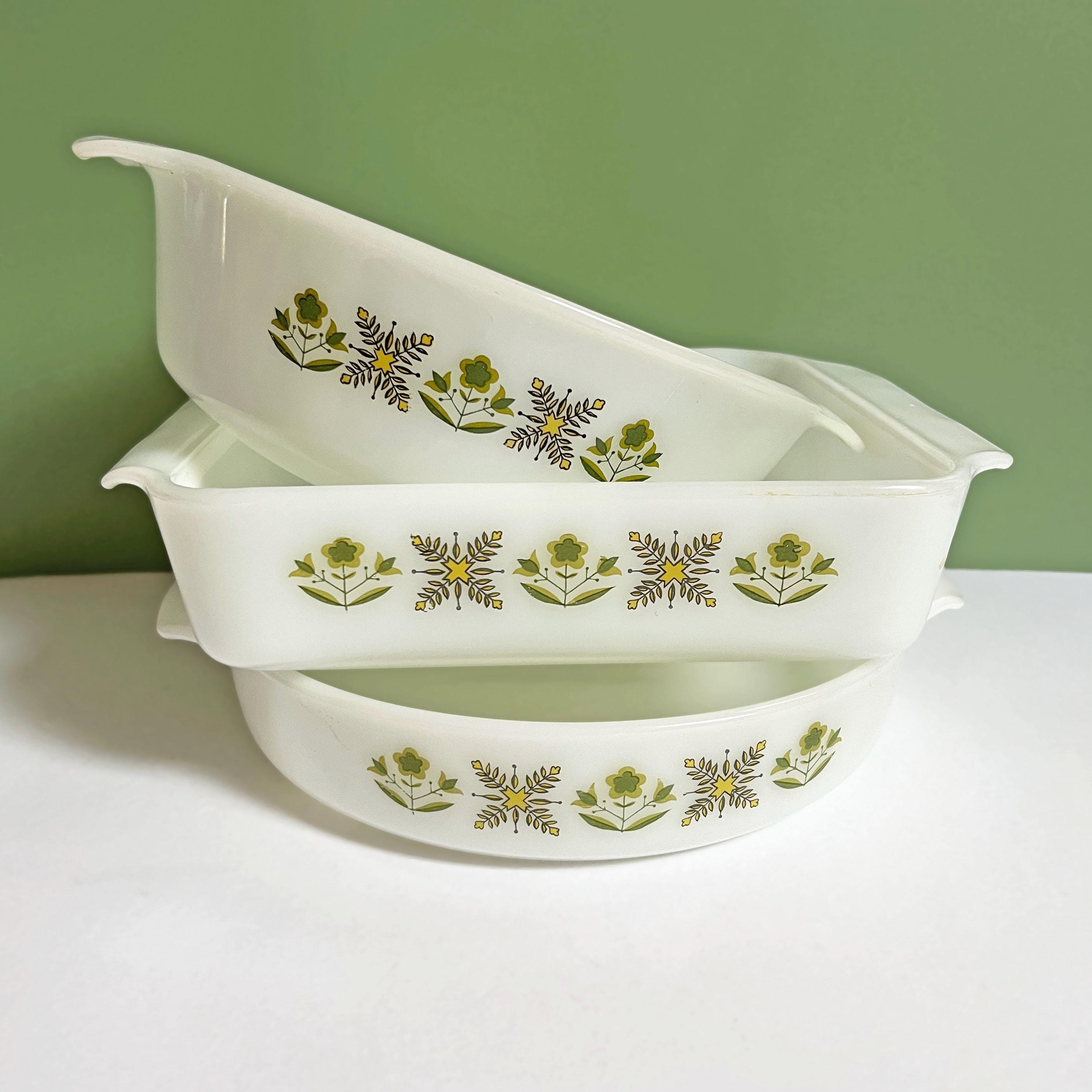 Vintage Anchor Hocking Fire King 'green Meadow' Baking Dishes