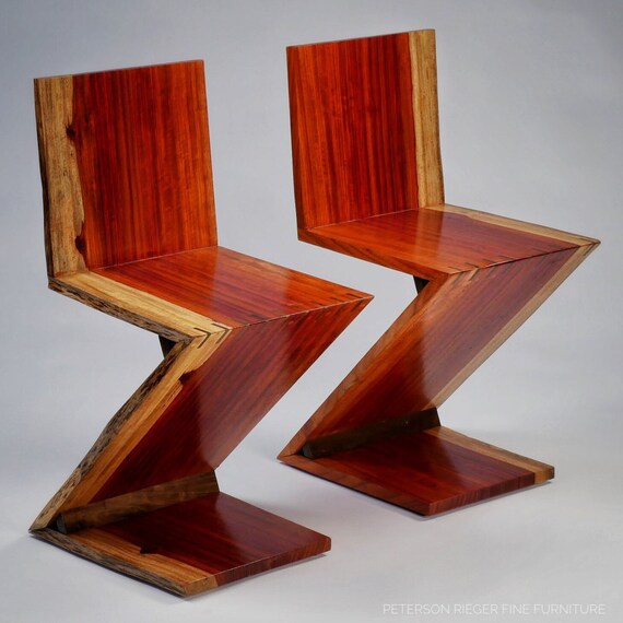 Two Live Edge Book Matched Padauk Rietveld Style Zig Zag Etsy