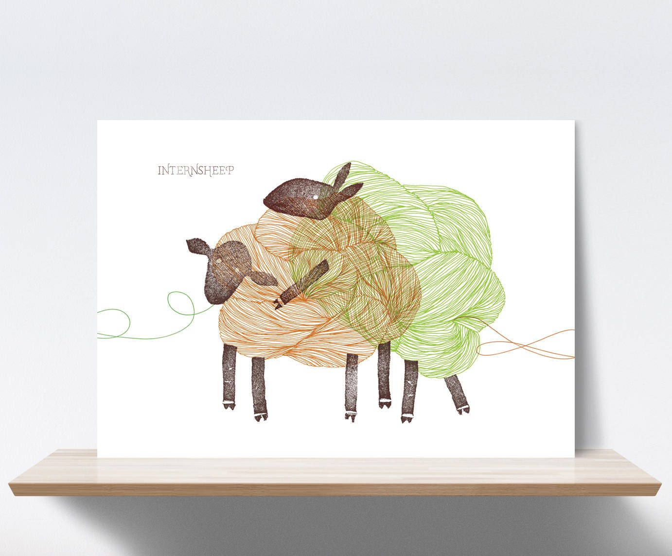 Wol schapen verbonden door een garen van wol stagiaires foto foto