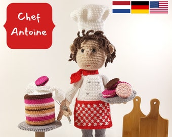 Chef Antoine, Amigurumi Crochet Pattern, PDF