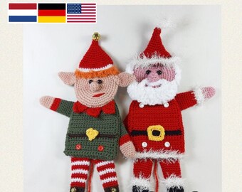 Jumping Jack Christmas, Amigurumi Crochet Pattern, Santa Claus and Christmas Elf