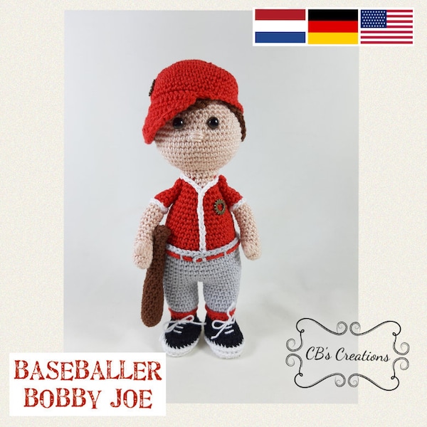 Baseballer Bobby Joe, Amigurumi Crochet Pattern