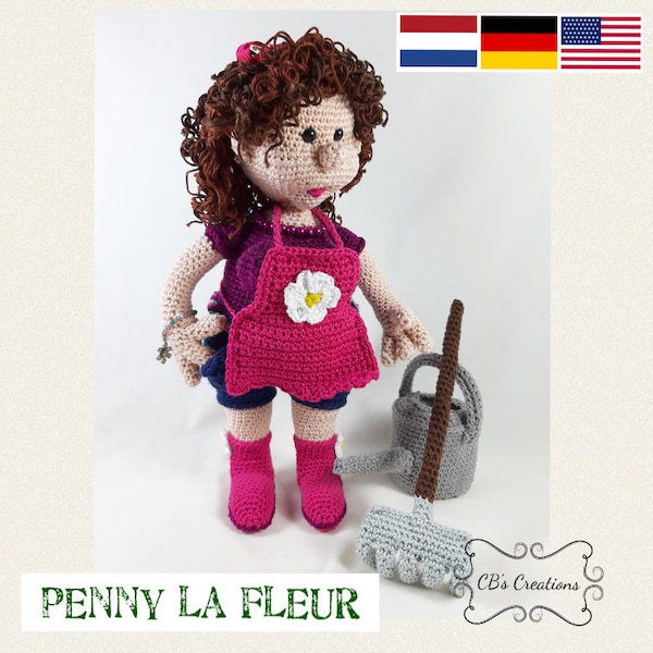 Penny La Fleur, Amigurumi Crochet Pattern, Fun in the garden