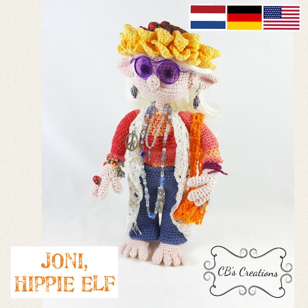 Joni, de Hippie Elf, Amigurumi Haakpatroon