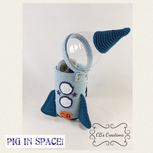 Pig in Space, Amigurumi Crochet Pattern, pig and rocket image 3