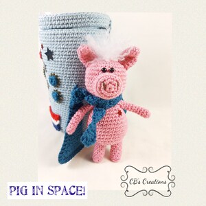 Pig in Space, Amigurumi Crochet Pattern, pig and rocket image 4