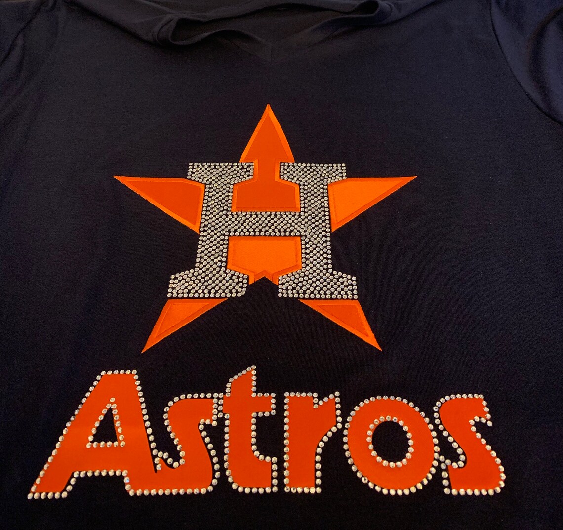 Astros Embroidered and Rhinestone Shirt Etsy