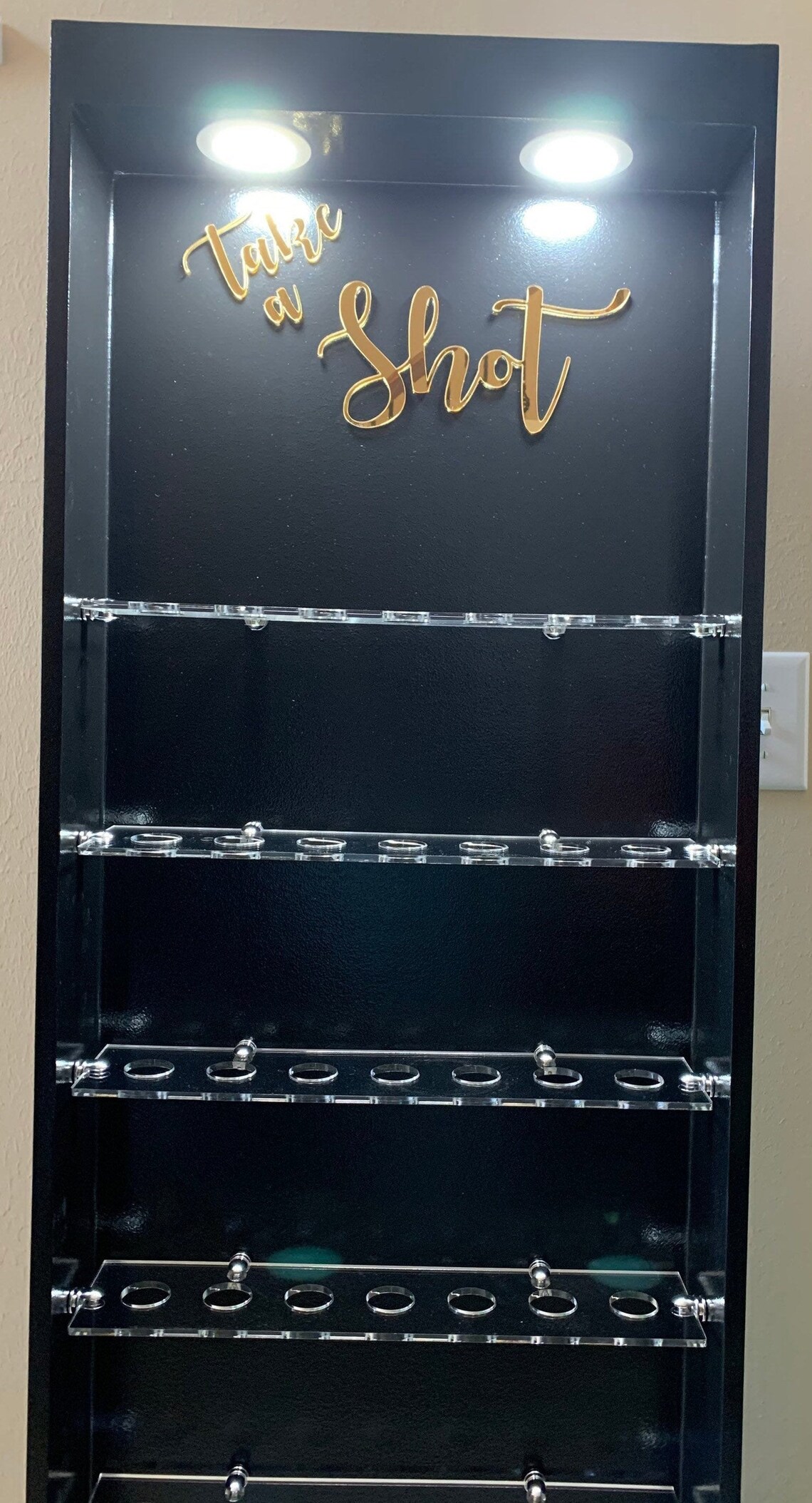 Shot Wall Holds 49 Shot Glasses Shot Wall with Lights Etsy