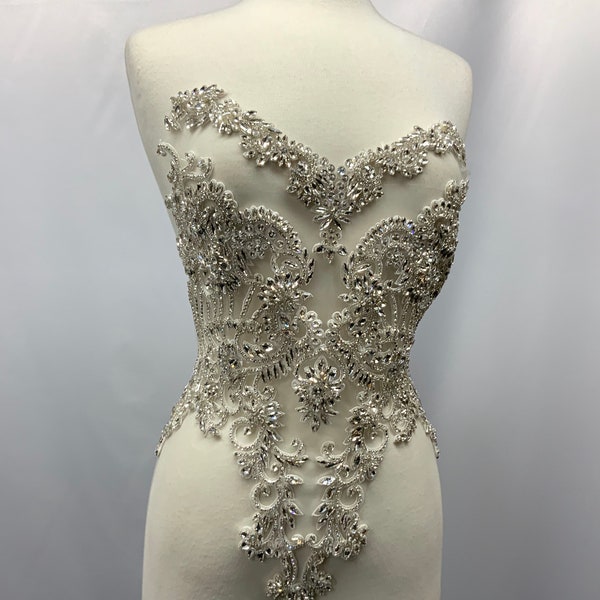 Designer Full body Rhinestone Applique,Bridal  Dress embroidery, lovely ,inspiration Beautiful Shine , Evening engagement,prom