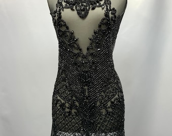 Rhinestone Beaded Applique,,Evening,tulle engagement,Mesh Wedding Dress Applique,Prom,Fabric,Bridal Applique