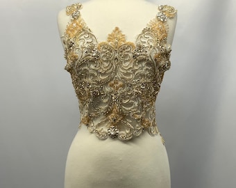 Designer Full body Rhinestone Applique,Bridal  Dress embroidery, beautiful  inspiration Shine , Evening engagement,prom