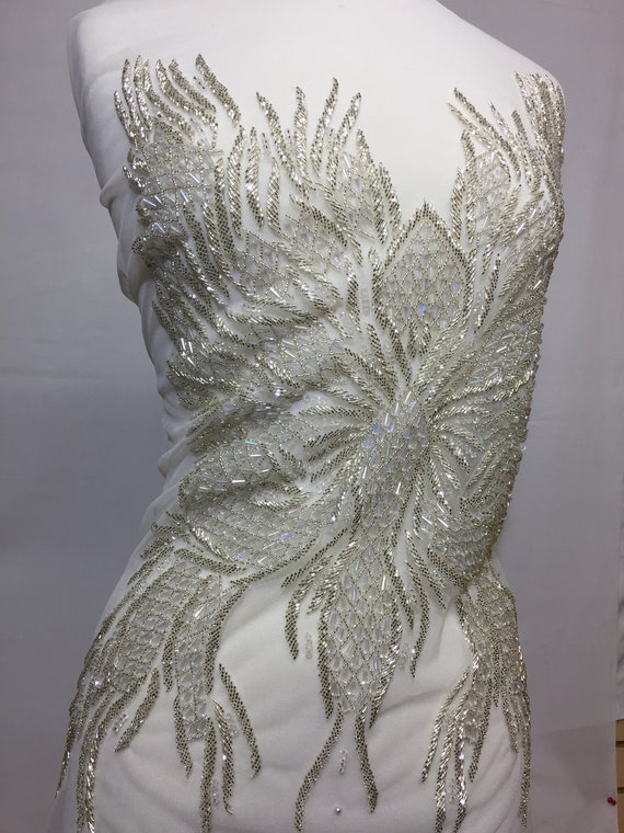 1 Stück Spitzen Handgefertigt Silber Farbe Blume Strass Elegant Applikation