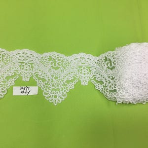 5 1/2&quot; Wide Embroidered  lace trim, Brial Lace , Alencon Lace Trim, wedding lace ,Embroidered beaded lace, scalloped lace trim #30371