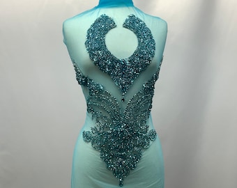 Rhinestone tulle Full Body fabric ,DIY  /Rhinestone beaded full bodice evening  perfect for prom or Gala ,dress