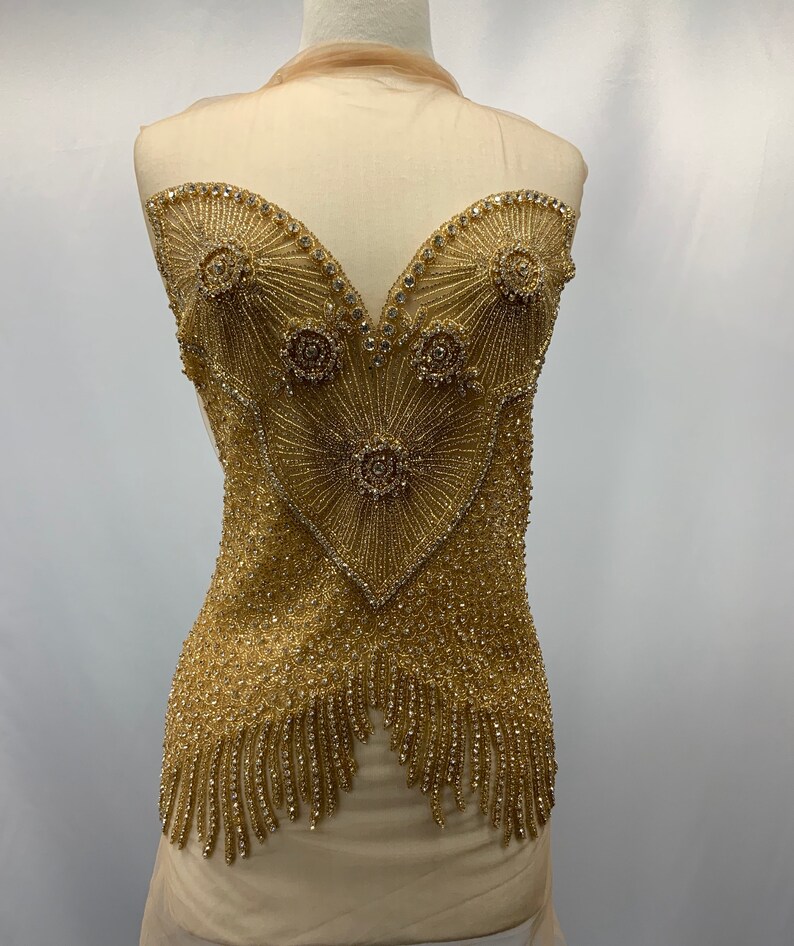 Beaded embroidery dress appliqu\u00e9 # 81178 Designer Body Rhinestone Applique,Dress Czech crystal