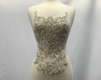 Rhinestone Applique,Bridal  Dress embroidery on tulle mesh ,lovely ,inspiration Beautiful Shine , Evening engagement,prom