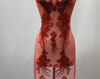 Designer Full body Rhinestone Applique, Beaded Wedding Dress embroidery engagement,prom, dress appliqué