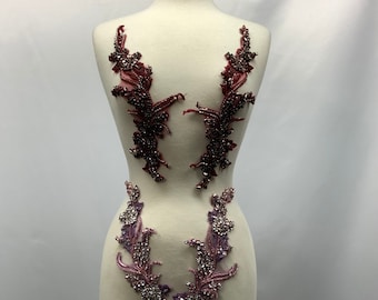 Left and Right,Rhinestone Applique,Bridal  Dress embroidery,  pair ,Evening engagement,prom