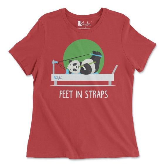Panda on the Pilates Reformer feet in Straps Unisex Tee Shirt 
