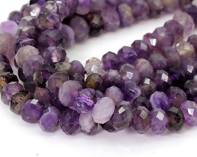 Genuine Amethyst Beads, Faceted Rondelle Natural Amethyst 4mm x 6mm 5mm x 8mm Gemstone Beads for jewelry Necklace Bracelet Making - RDF52