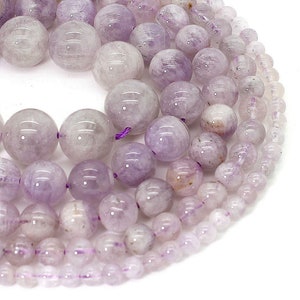 Natural Amethyst Beads, Lavender Purple Amethyst Smooth Polished Round Gemstone Beads (6mm/8mm/10mm/12mm/14mm/16mm) - PG21