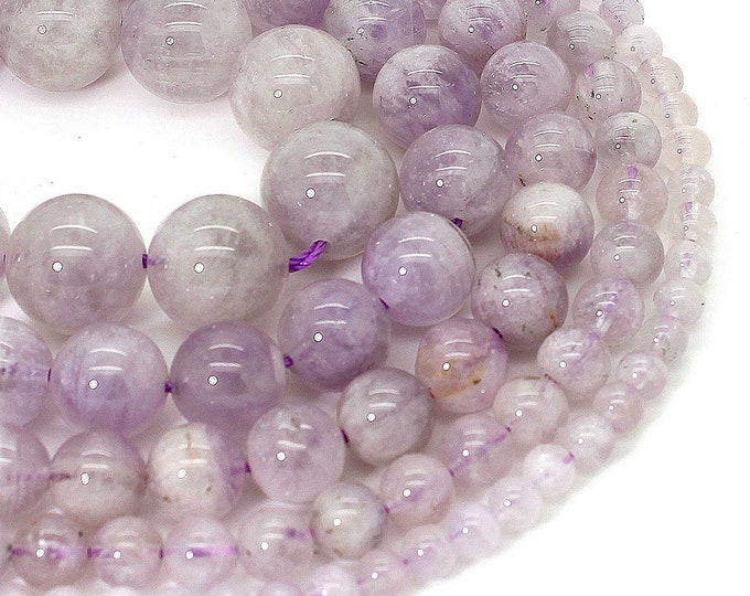 Natural Amethyst Beads, Lavender Purple Amethyst Smooth Polished Round Gemstone Beads (6mm/8mm/10mm/12mm/14mm/16mm) - PG21