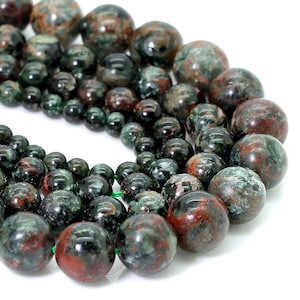 Natural Serpentine, Russian Serpentine Smooth Round Sphere Loose Gemstone Beads - RN133