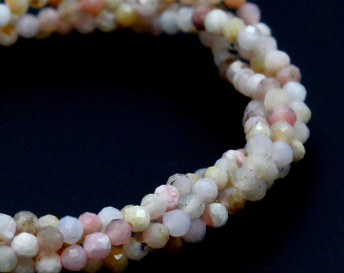 Pink Opal Beads, Natural Pink Opal Faceted Round Ball Sphere 2mm Gemstone Beads - RNF67