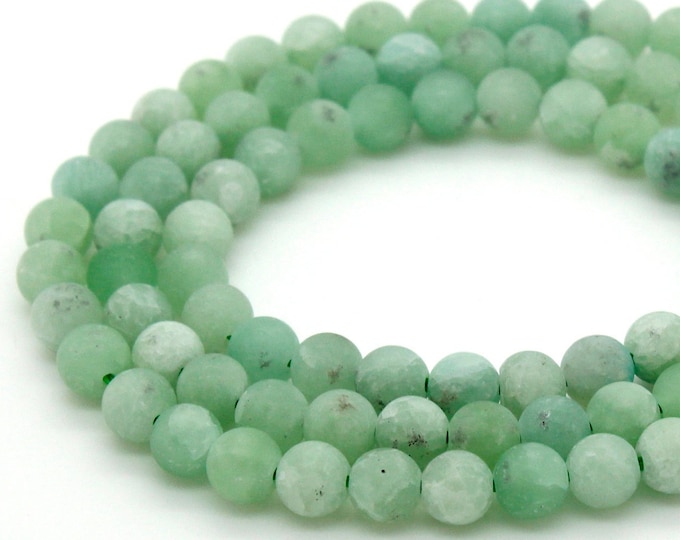 Burma Jade Beads, Natural Green Burma Jade Matte Round Sphere Ball Loose Gemstone Beads - RN39