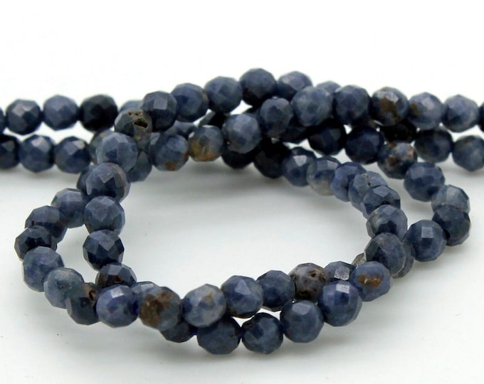 Natural Iolite Beads, Iolite Faceted Sphere Ball Round Natural Gemstone Beads Stones - 2mm 3mm - Grade A