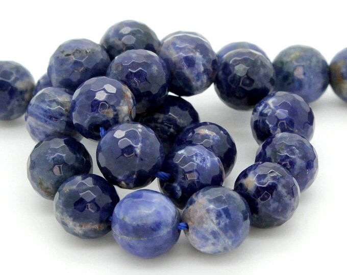 Natural Sodalite Beads, Blue Sodalite Faceted Round Sphere Ball Gemstone Beads PGP13