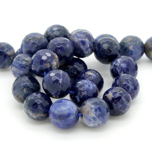 Natural Sodalite Beads, Blue Sodalite Faceted Round Sphere Ball Gemstone Beads PGP13 image 1