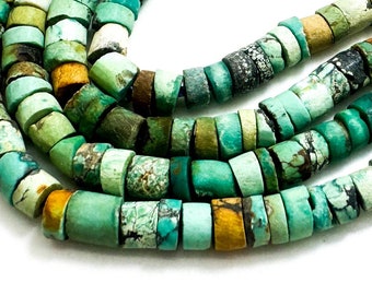 Natural Genuine Turquoise, Blue Arizona Kingman Turquoise Heishi Rondelle Disc 3mm 4mm 6mm Gemstone Beads - PG93A