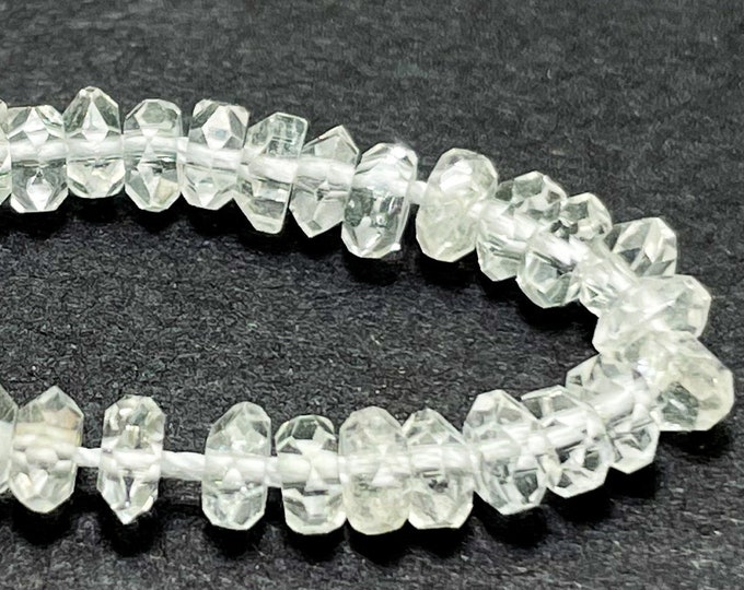 Clear Quartz Transparent Clear Rondelle Faceted Gemstone Bead Beads (2mm x 4mm, 2mm x 5mm, 3mm x 6mm, 4mm x 7mm) RDF10