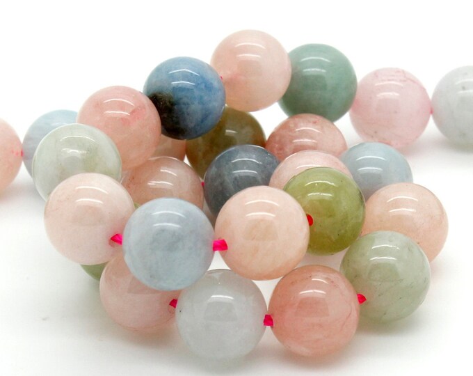 Natural Morganite Beads, Natural AAA Morganite Smooth Polished Round Sphere Ball Loose Gemstone Beads - PG312