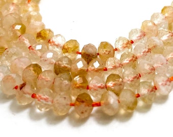 Citrine Beads, High Quality Yellow Golden Citrine 3mm x 5mm Faceted Rondelle Natural Gemstone Beads - RDF47B