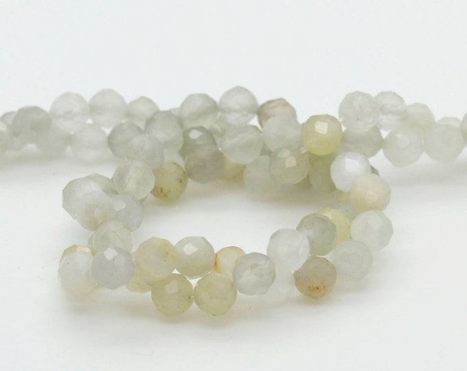 Moonstone Beads, Natural Moonstone Round Faceted Ball Sphere Gemstone Loose Bead Beads