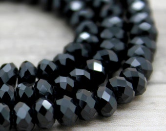 AAA Natural Black Spinel Faceted Rondelle Natural Gemstone Beads - PG78