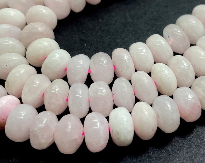 Natural Pink Calcite Beads, Pink Mangano Calcite Smooth Polished 5mm x 8mm Rondelle Gemstone Beads - RD37