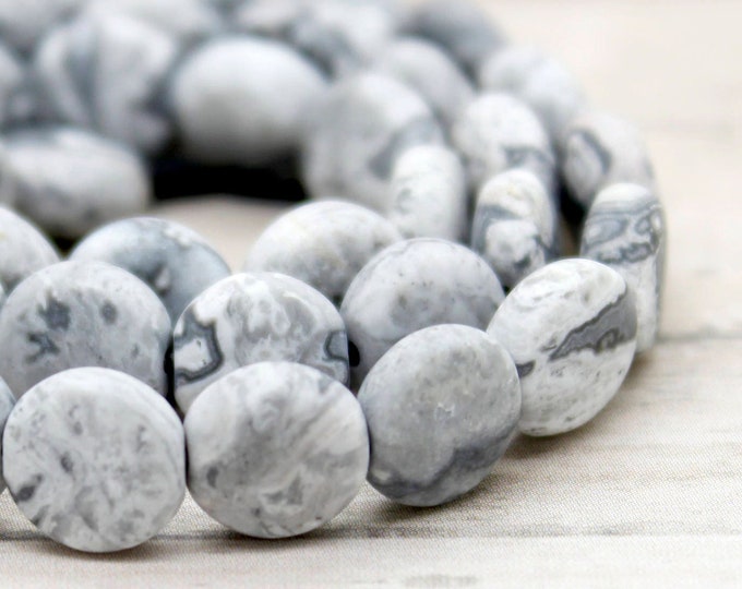 Gray Crazy Lace Jasper, Natural Flat Round Beads Crazy Lace Jasper Gemstone Beads - PG105