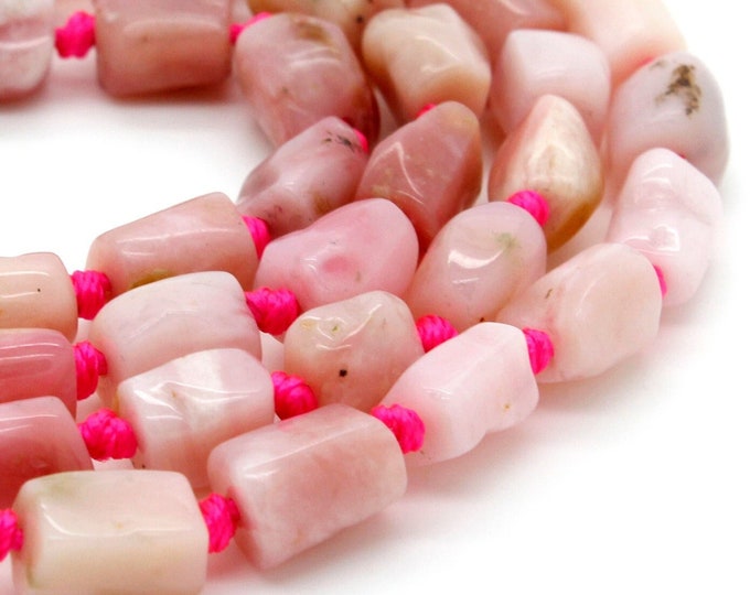 Natural Pink Opal Beads, Pink Opal Chips Polished Smooth Cut Nugget Tube Natural Gemstone Assorted Size Beads - PGS165