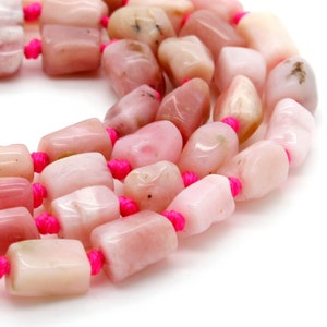 Natural Pink Opal Beads, Pink Opal Chips Polished Smooth Cut Nugget Tube Natural Gemstone Assorted Size Beads - PGS165