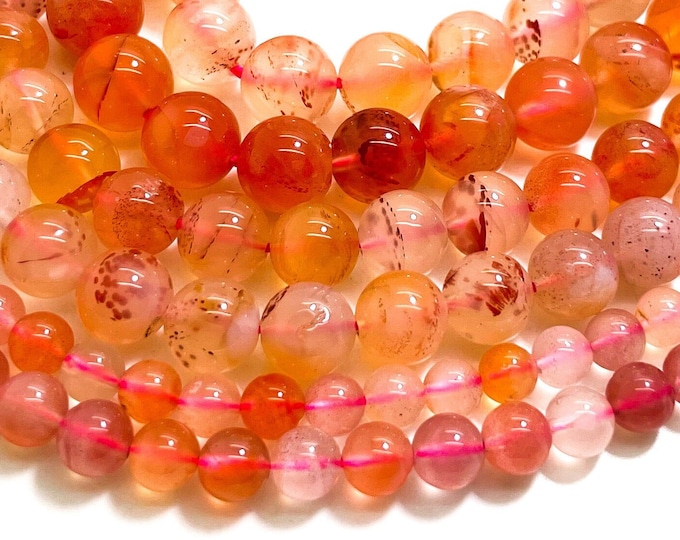 Natural AAA Cherry Quartz Polished Smooth Round 6mm 8mm 9mm Gemstone Beads - RN179