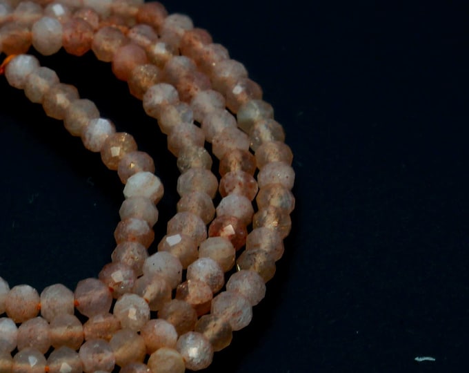 Natural AAA Sunstone Sun Stone Round Faceted Ball Sphere Gemstone Loose Bead Beads 2mm