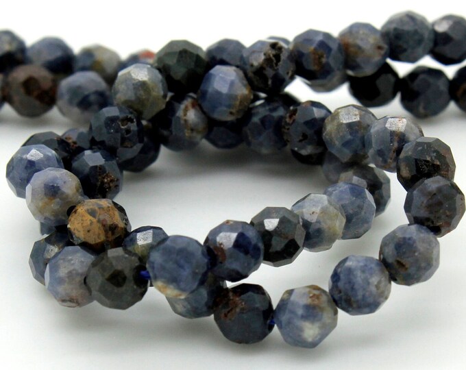 Natural Iolite Beads, Iolite Faceted Sphere Ball Round Natural Gemstone Beads Stones - 4mm 5mm - RNF85