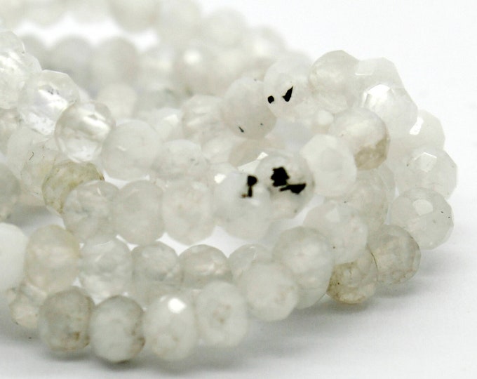 Rainbow Moonstone Beads, Natural Moonstone Faceted Rondelle Loose Gemstone Beads (2mm x 3mm) - PG279